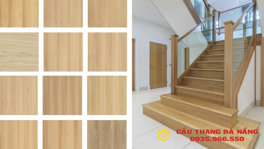Cầu thang gỗ sồi với nhiều loại màu khác nhau thỏa thích chọn lựa 