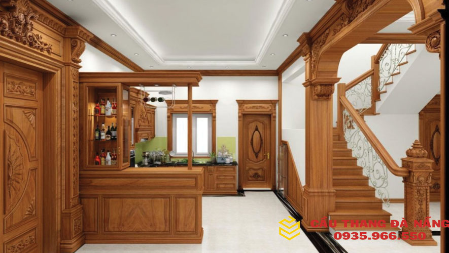 Mẫu cầu thang gỗ vuông đẹp, hiện đại, đơn giản, ấn tượng nhất năm 2023