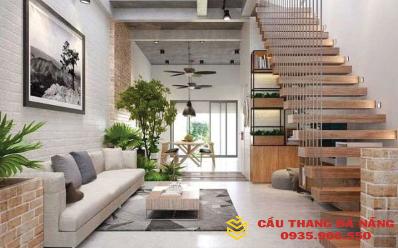 Mẫu cầu thang dọc âm tường tiết kiệm nguyên vật liệu 