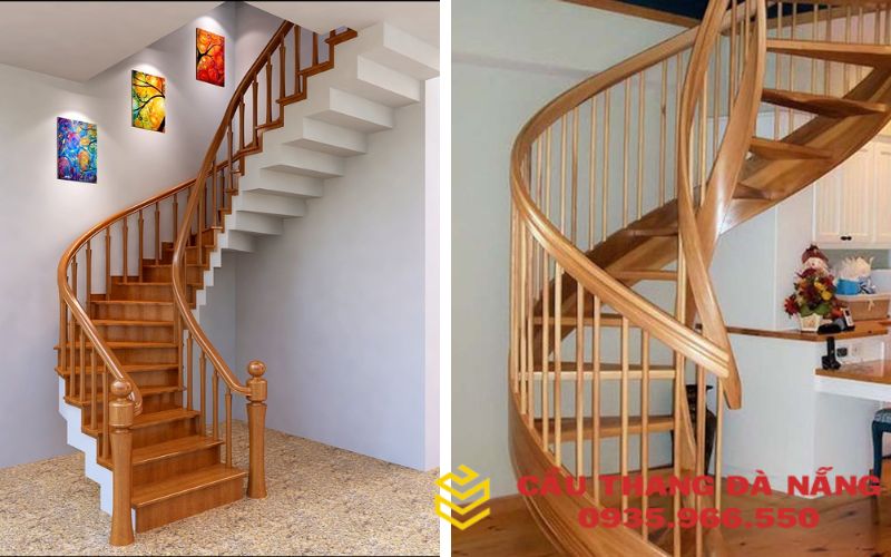 Mẫu cầu thang dọc 3m là lựa chọn được ưu thích của các cặp vợ chồng trẻ