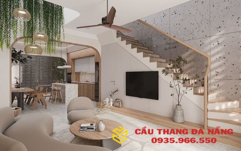 Mẫu cầu thang  phù hợp cho nhà ống có diện tích nhỏ 