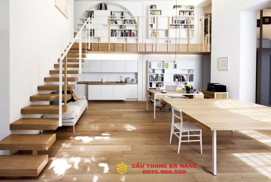 Cầu thang là điểm gắn kết không gian hai tầng