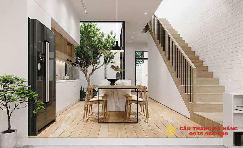 Cầu thang thiết kế thẳng tại Đà Nẵng